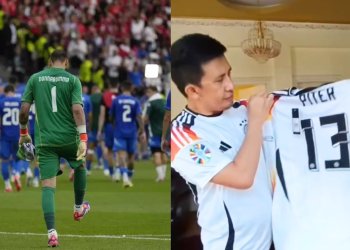 Timnas Italia yg Tertunduk dan Ketua Jerman Club Kota Bitung Dengan Jersey