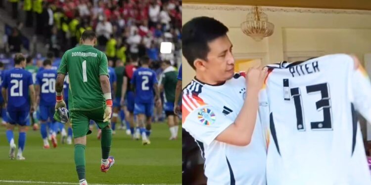 Timnas Italia yg Tertunduk dan Ketua Jerman Club Kota Bitung Dengan Jersey